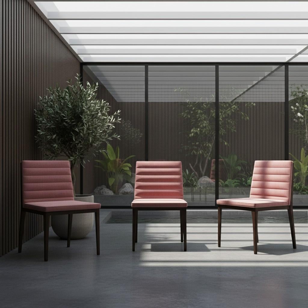 8 Elegant Dining Room Chairs In Rose Velvet & Wenge Frame-Mondo Design Studio im Angebot 1