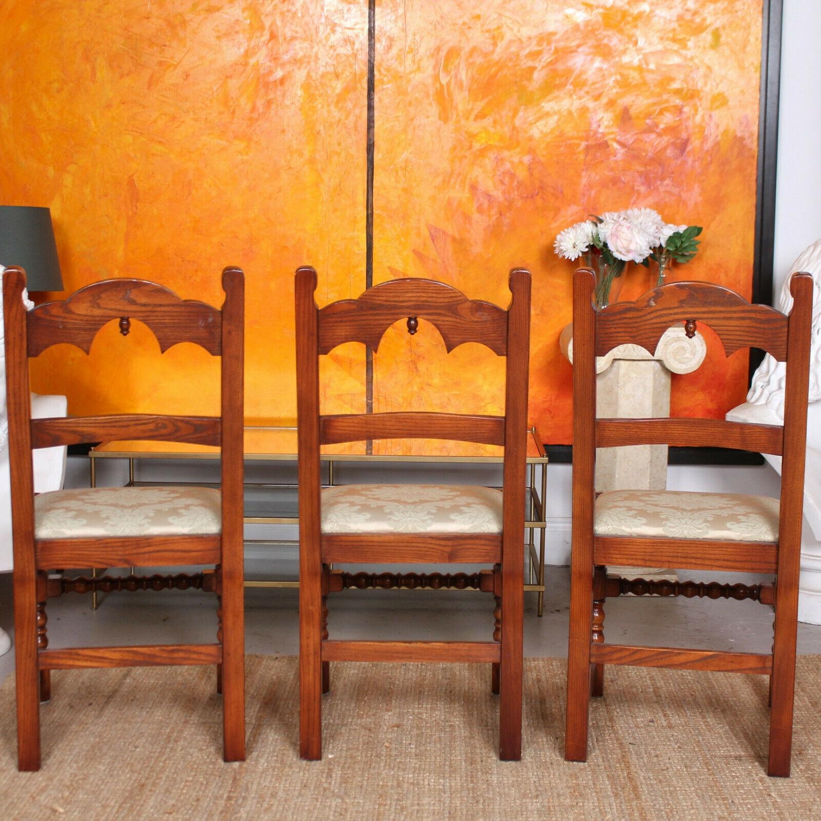 8 English Oak Dining Chairs Bevan Funnell Carved Country Oak For Sale 4