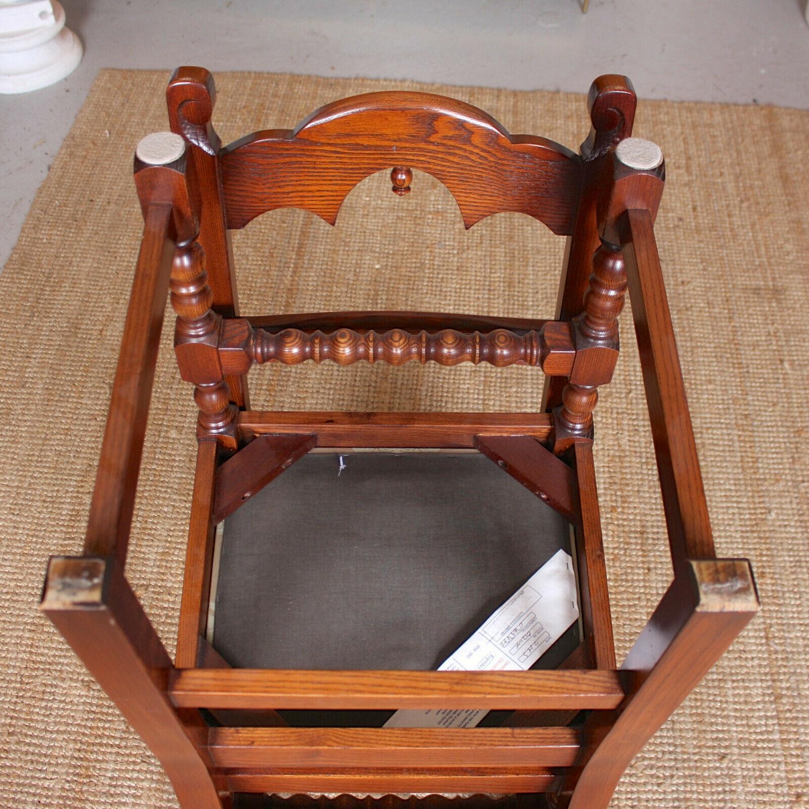 8 English Oak Dining Chairs Bevan Funnell Carved Country Oak For Sale 6