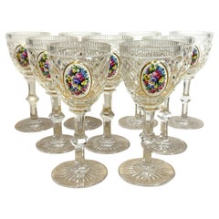 8 Exquisite Moser Floral emailliert geschnitten, um klare Emaille Gläser