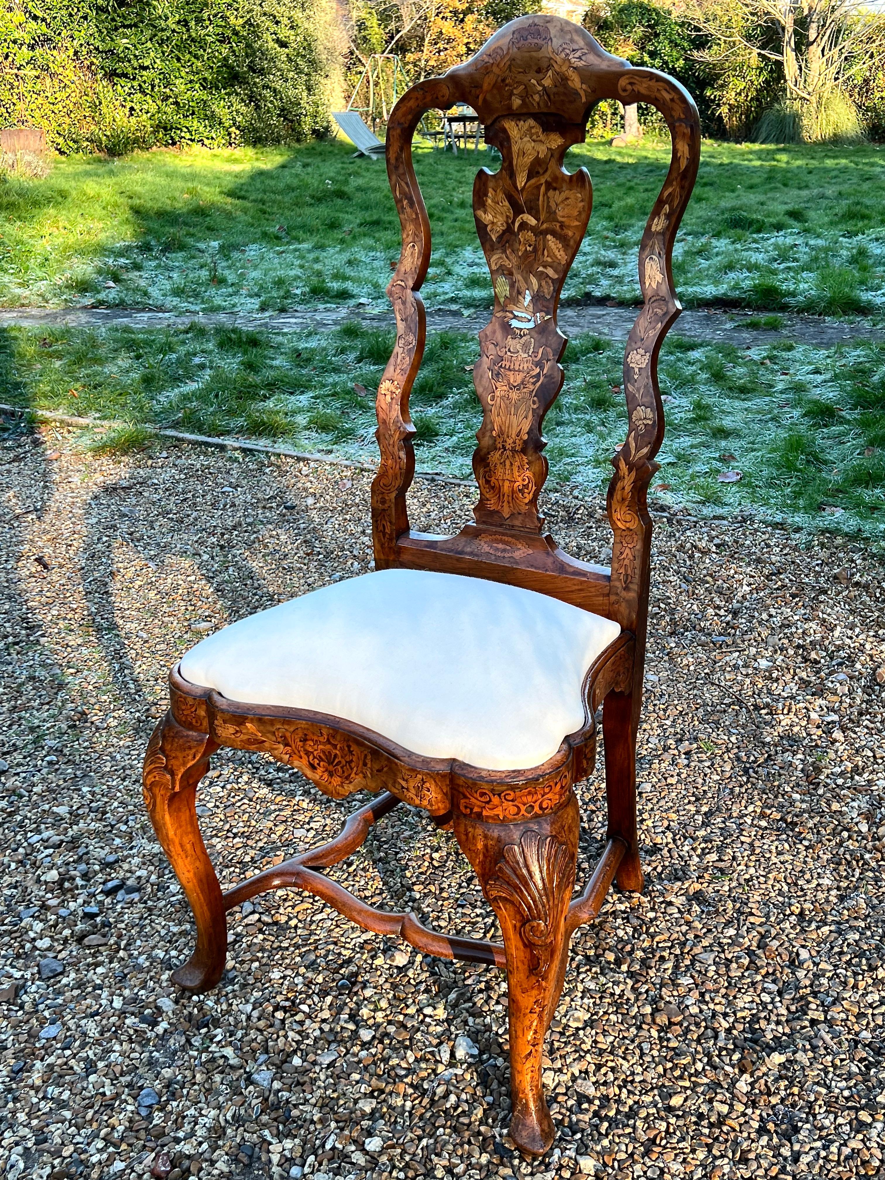 8 Fine 18th Century Walnut Floral Marquetry Chairs 4