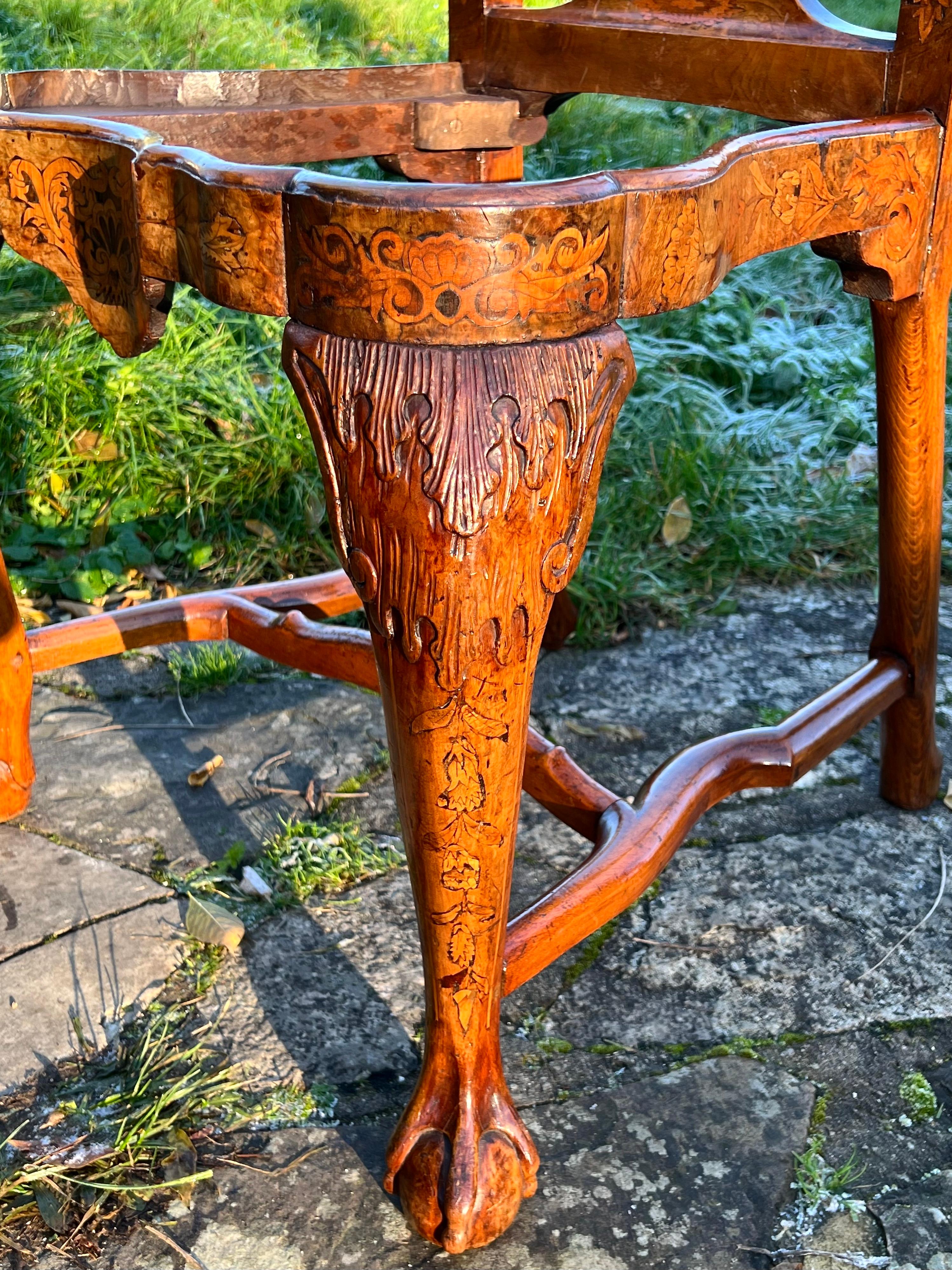 8 Fine 18th Century Walnut Floral Marquetry Chairs 3