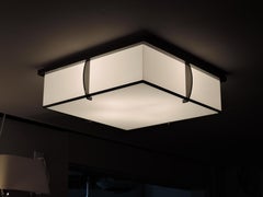 Fine French Art Deco Bronze and Enameled Glass Flush Mount by Perzel