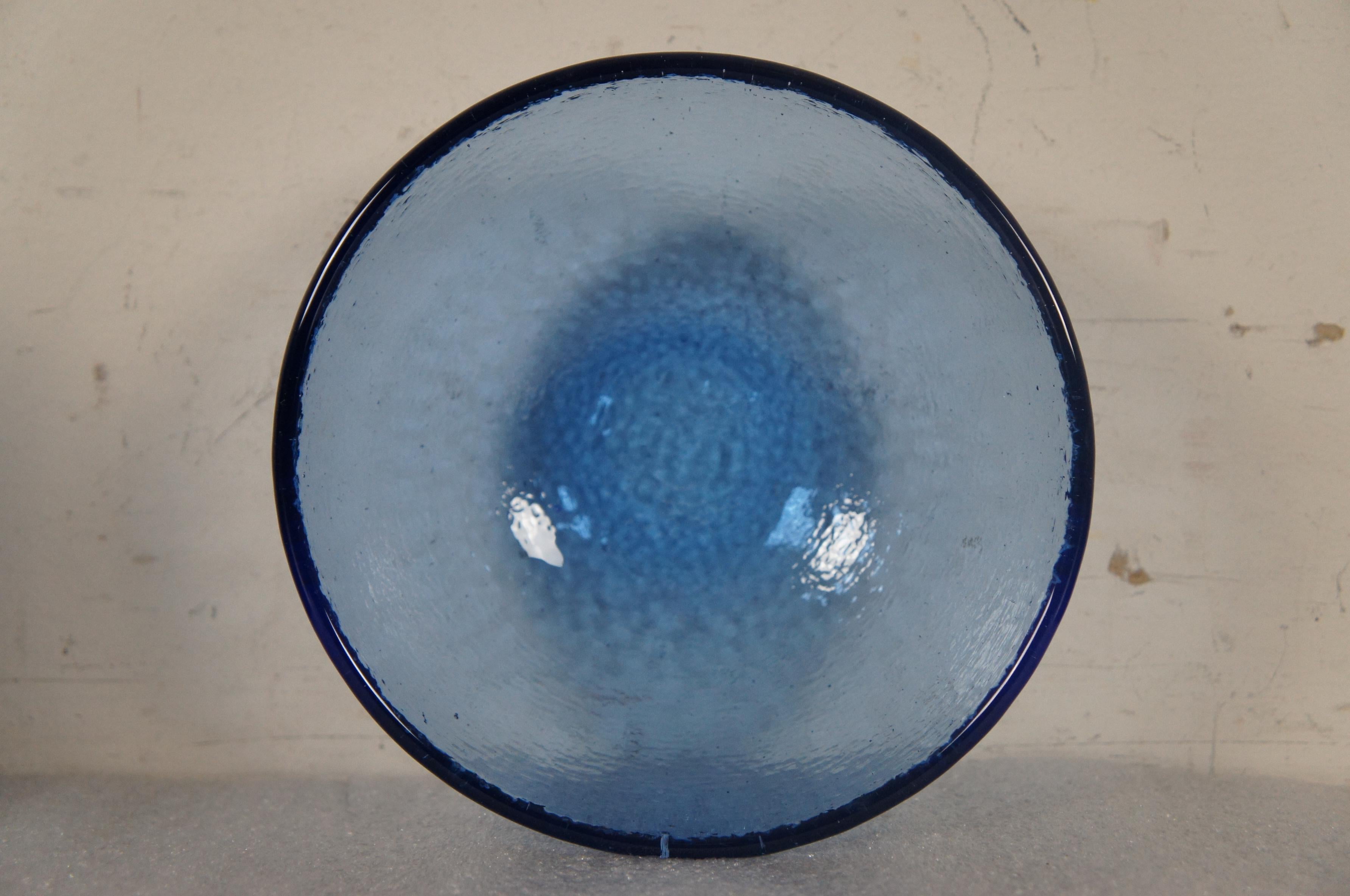 Modern 8 Fire & Light Cobalt Blue Recycled Art Glass Soup Cereal Salad Bowls