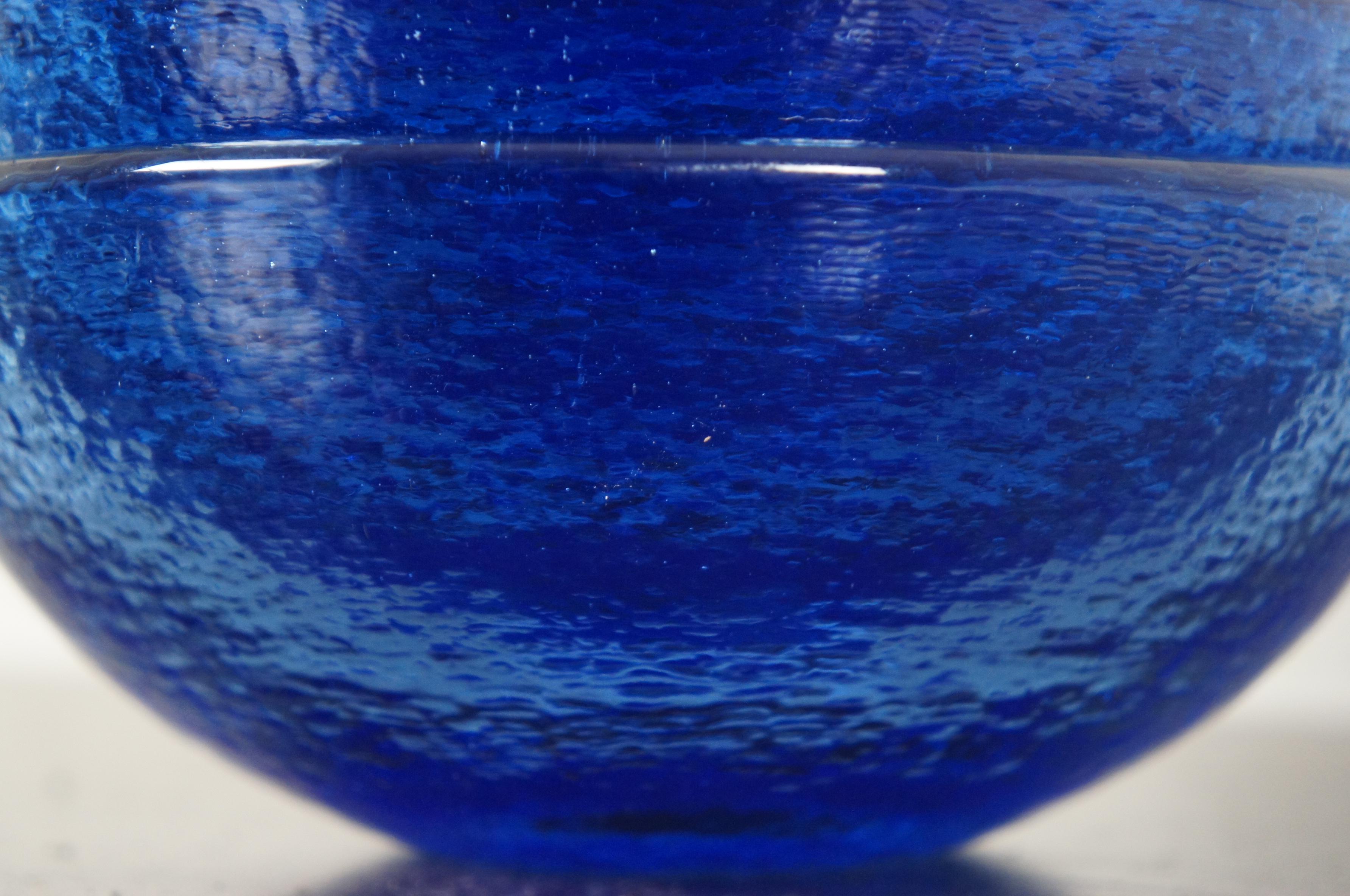 20th Century 8 Fire & Light Cobalt Blue Recycled Art Glass Soup Cereal Salad Bowls