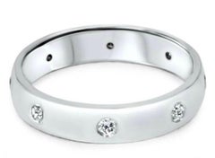 8 Flush Set Bezel Diamond Eternity Wedding Band in 14 Karat White Gold