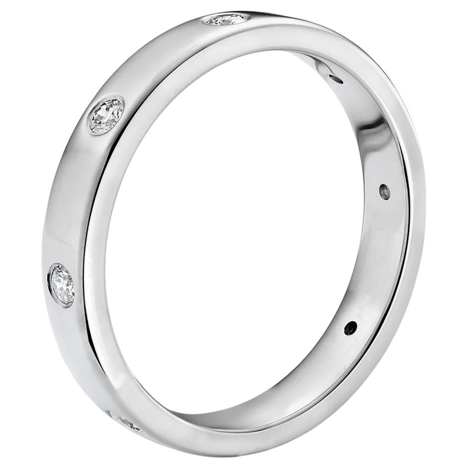 8 Flush Set Bezel Diamond Eternity Wedding Band in 14 Karat White Gold For Sale