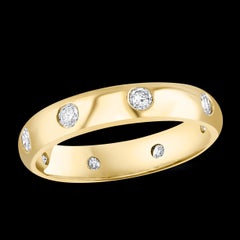 8 Flush Set Bezel Diamond Eternity Wedding Band in 14 Karat Yellow Gold