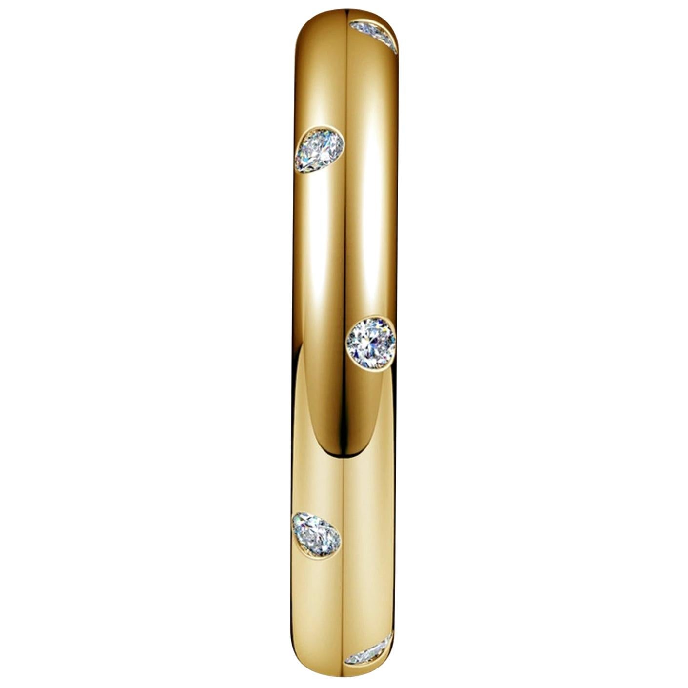 6 anneau d'éternité en or jaune 14 carats avec chaton et diamant en serti affleurant