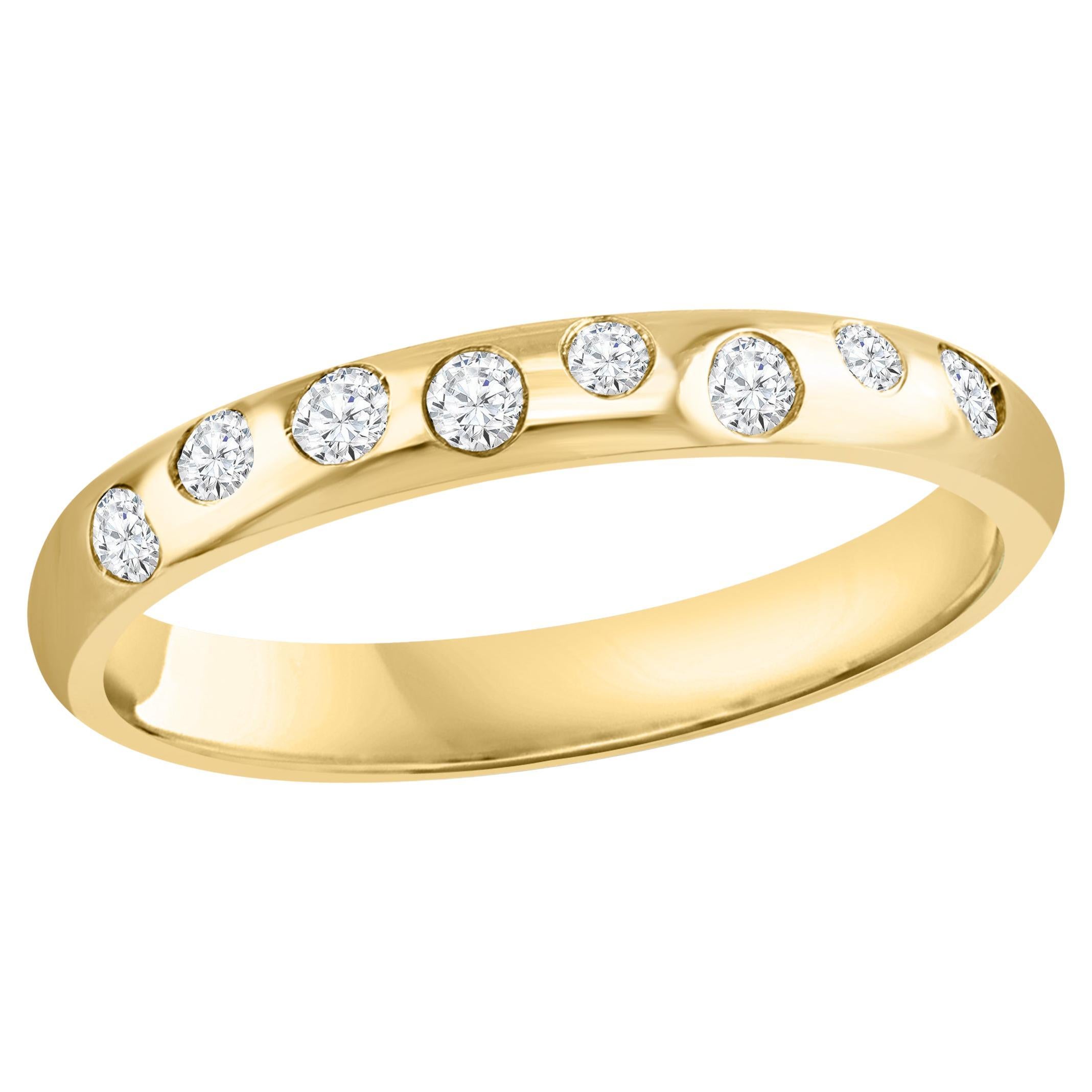 8 Flush Set Bezel Diamond Eternity Wedding Band in 14 Karat Yellow Gold