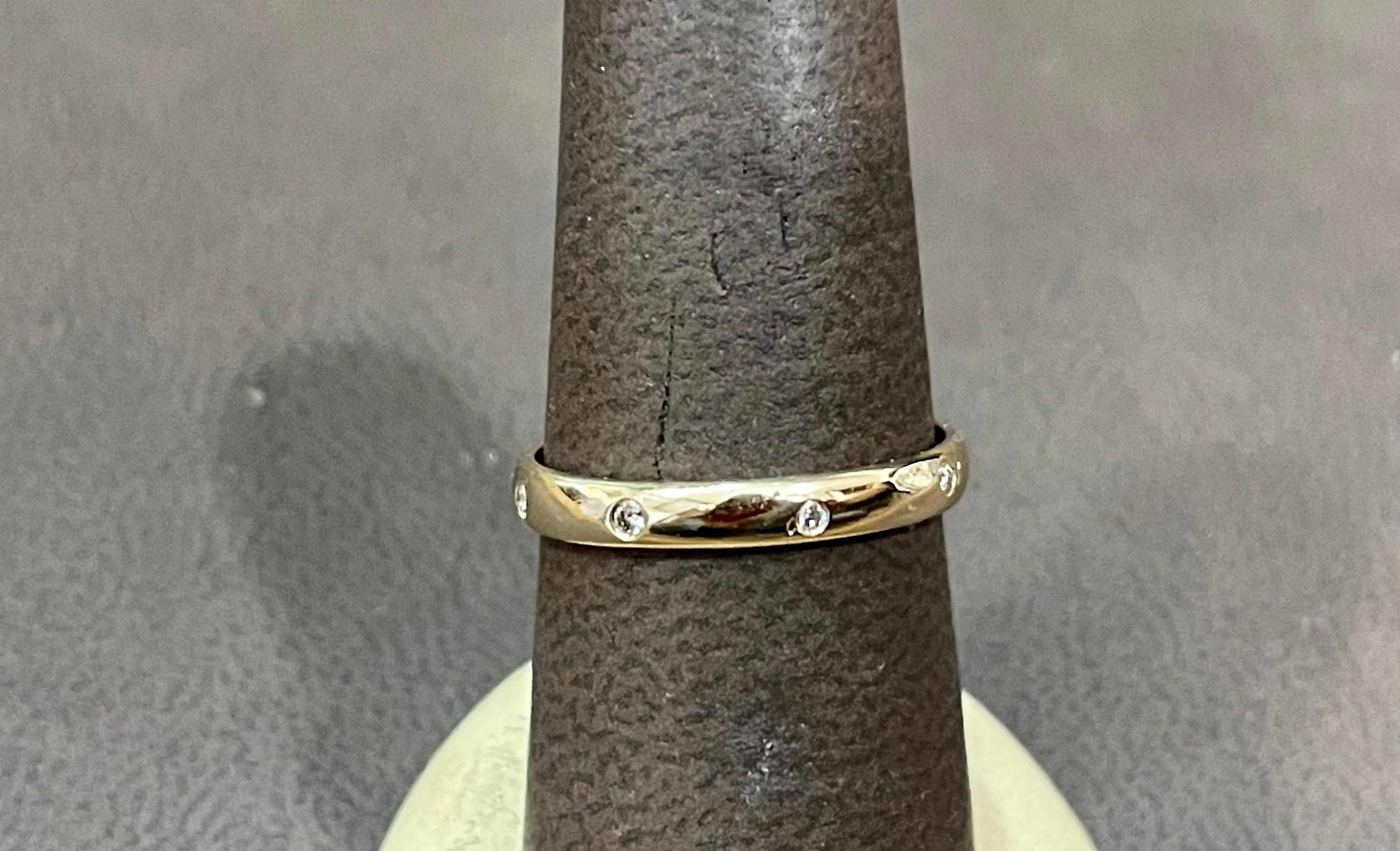 6 Flush Set Bezel Diamond Eternity Wedding Band in 14 Karat Yellow Gold For Sale 3