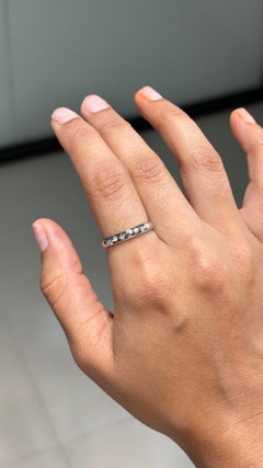 8 Flush Set Scattered Diamond Eternity Wedding Band Ring in 14K White Gold