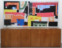 8ft Abstract Acrylic Painting on Canvas