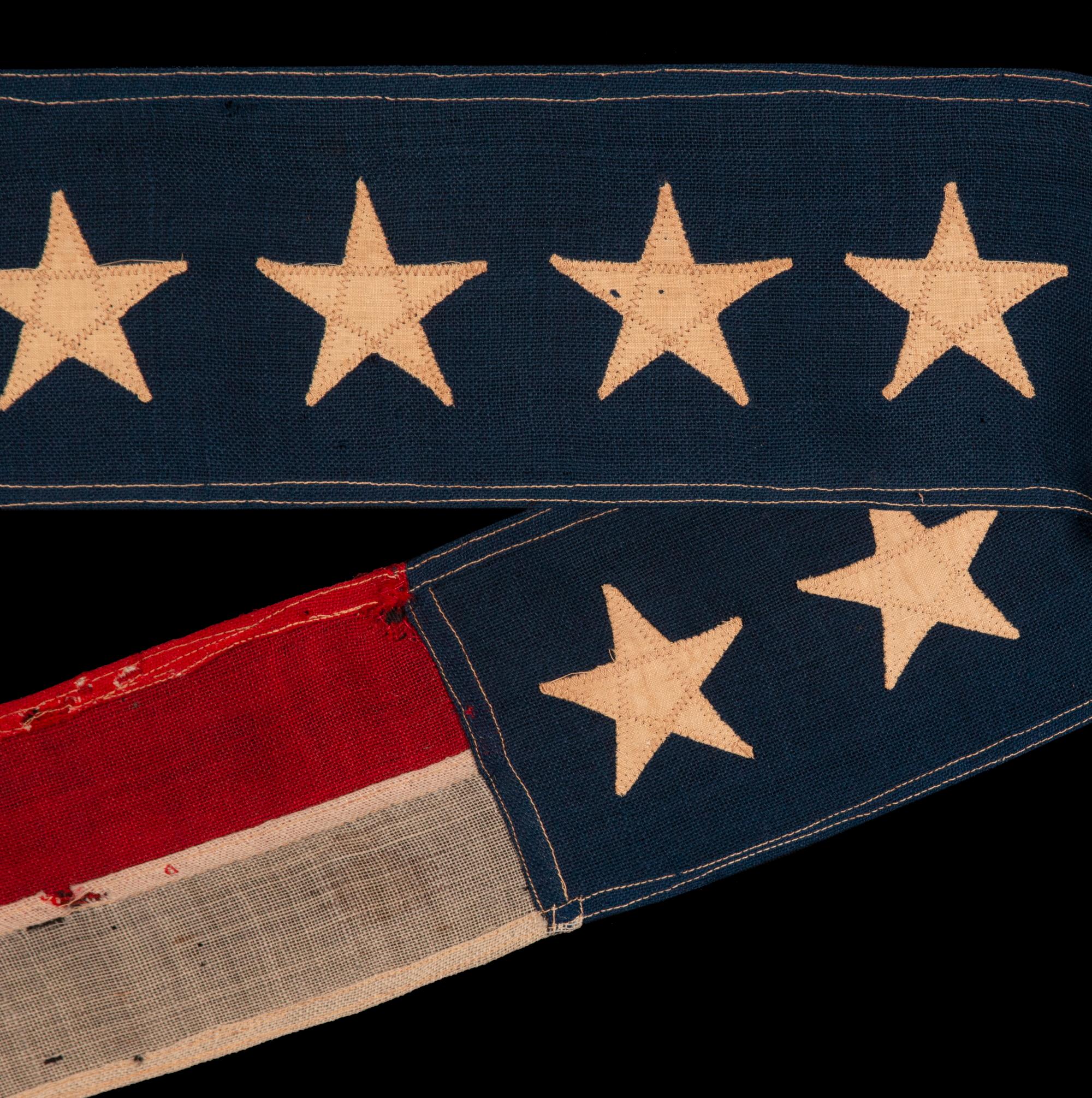 American Commission Pennant with 13 Stars, like for Private Vessel, Ca 1892-1910 For Sale