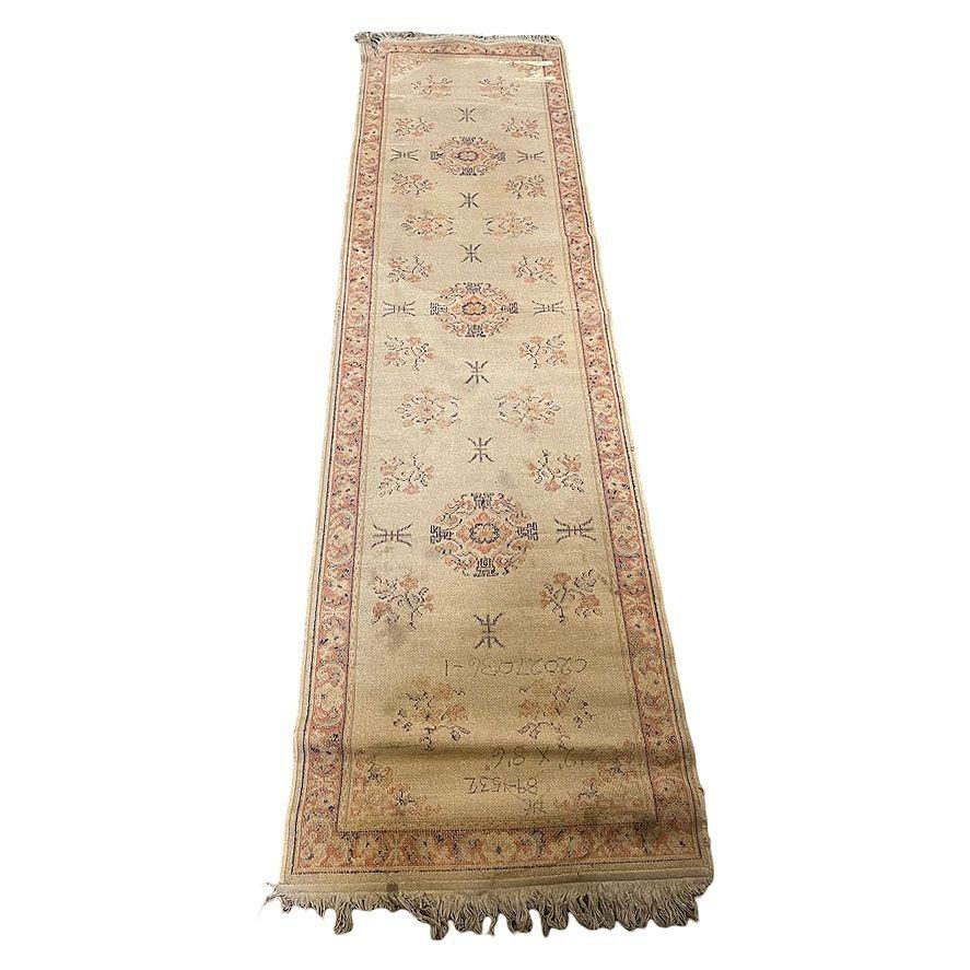 8' Foot Hand Knotted Wool Turkish Oushak Runner Rug In Excellent Condition For Sale In Van Nuys, CA