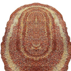 8' Foot Hand Woven Tricolor Oval Scandinavian Shag Rug