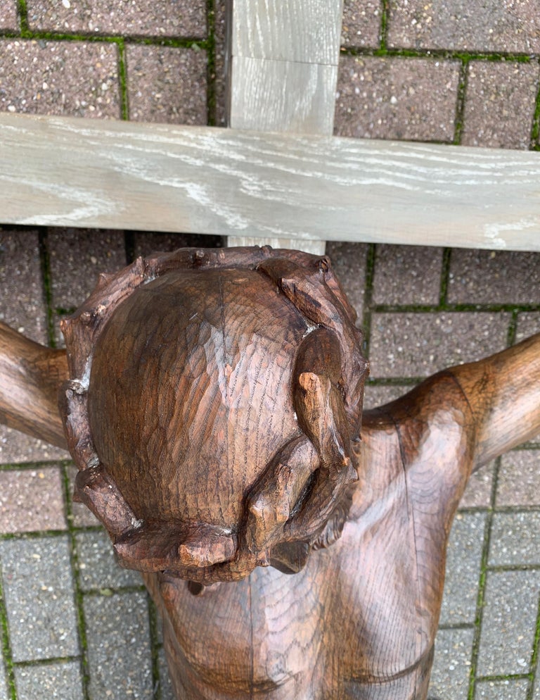 Extra Large Crucifix with Hand Carved Oak Corpus of Christ for Church