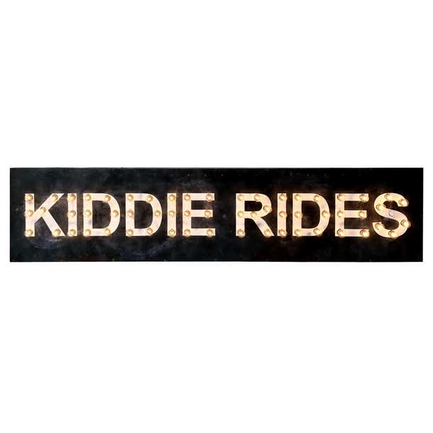 8 Foot Illuminated KIDDIE RIDES Metal Sign For Sale at 1stDibs