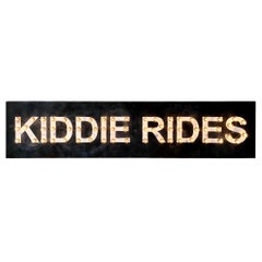 Retro 8 Foot Illuminated KIDDIE RIDES Metal Sign