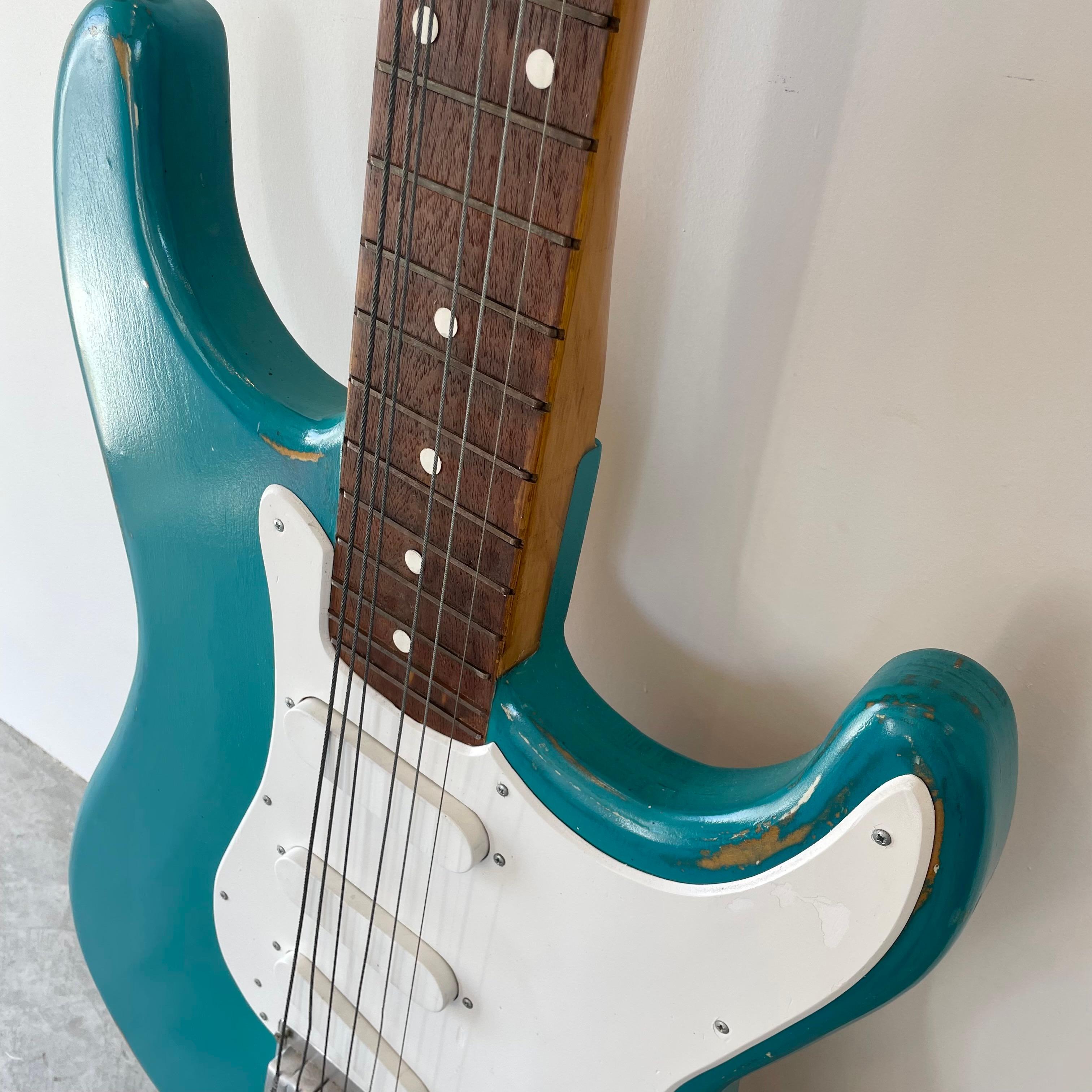 Metal and Wood Stratocaster Guitar, 1980s Belgium For Sale 4
