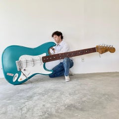 Metal and Wood Stratocaster Guitar, 1980s Belgium