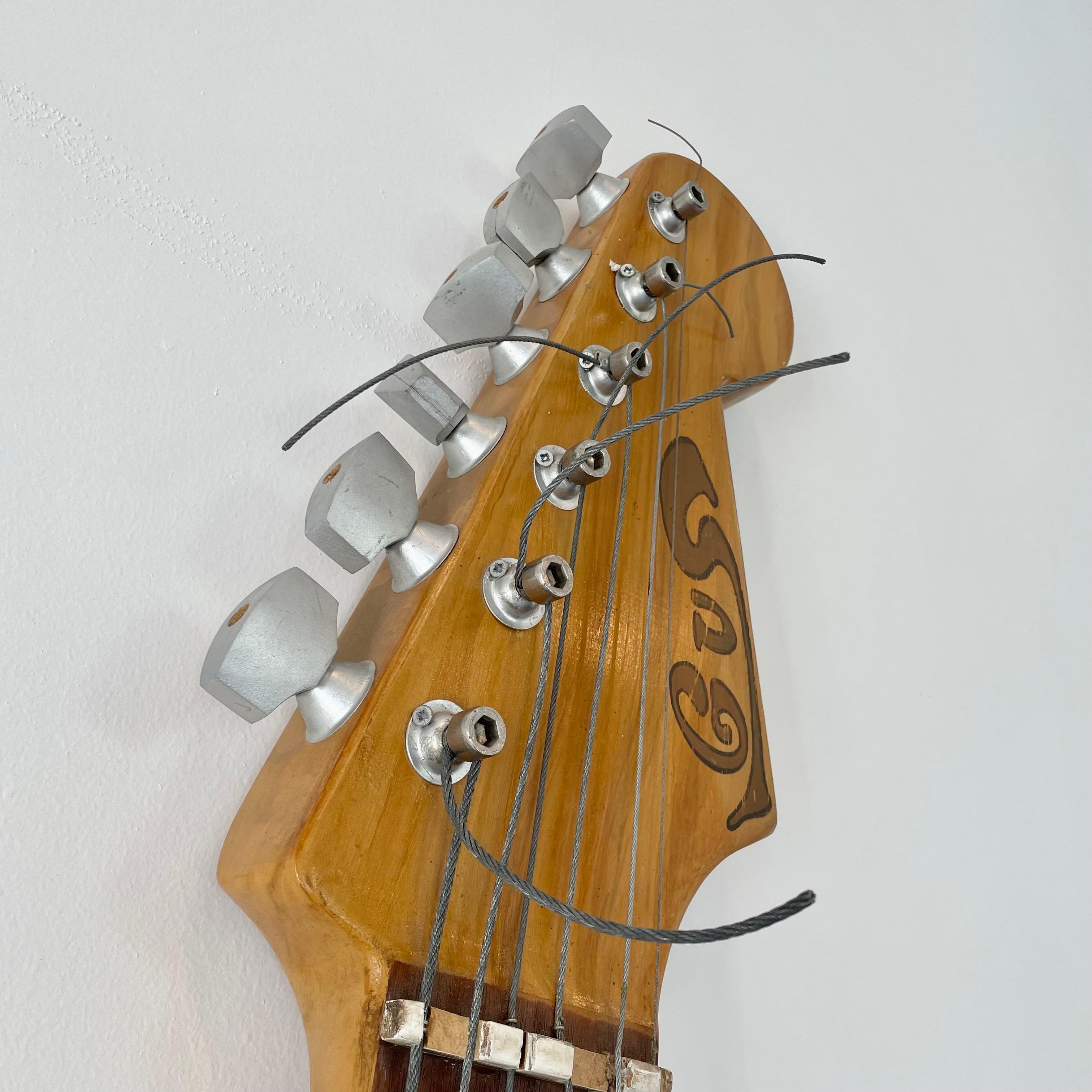 Metal and Wood Stratocaster Guitar, 1980s Belgium For Sale 1