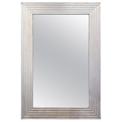 8-Foot Vintage French Floor Mirror with Textured Wood Frame in Painted Finish