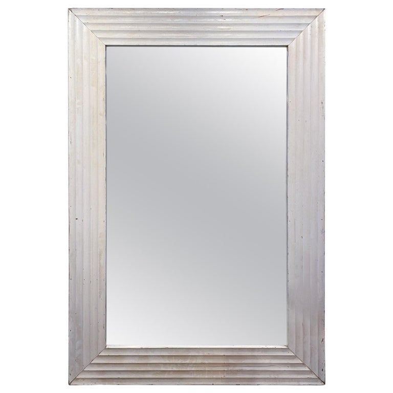 8Foot Vintage French Floor Mirror with Textured Wood Frame in Painted Finish at 1stDibs