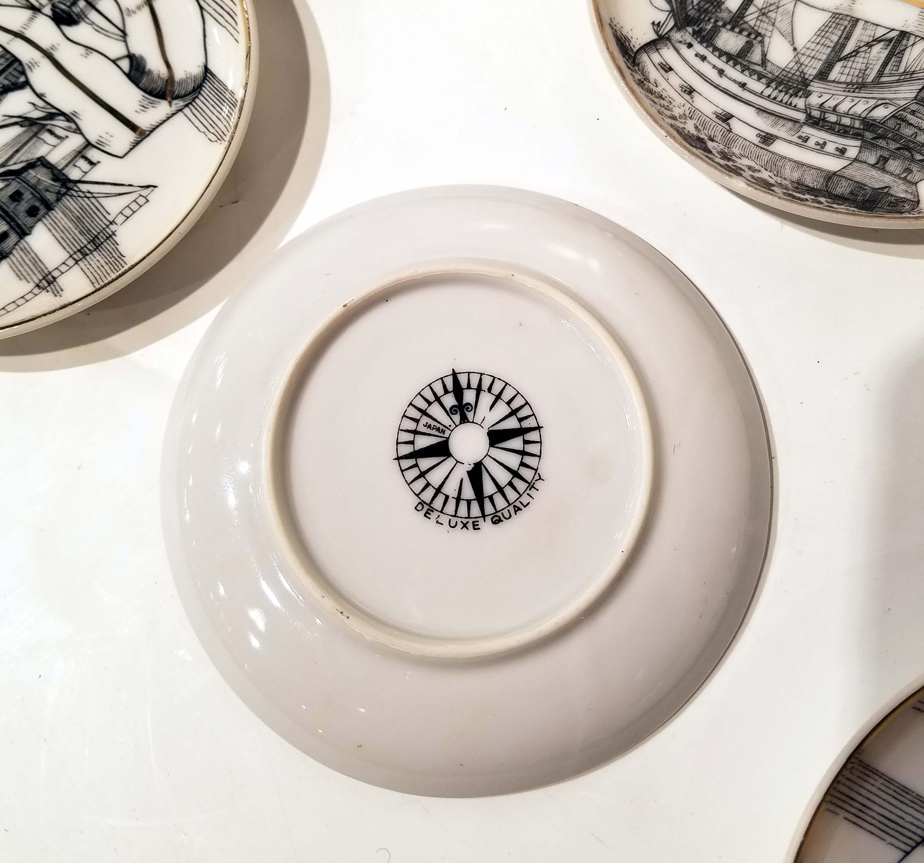 Japanese 8 Fornasetti Motif Plus 1 Fornasetti Ship Coasters, Deluxe Quality, Japan