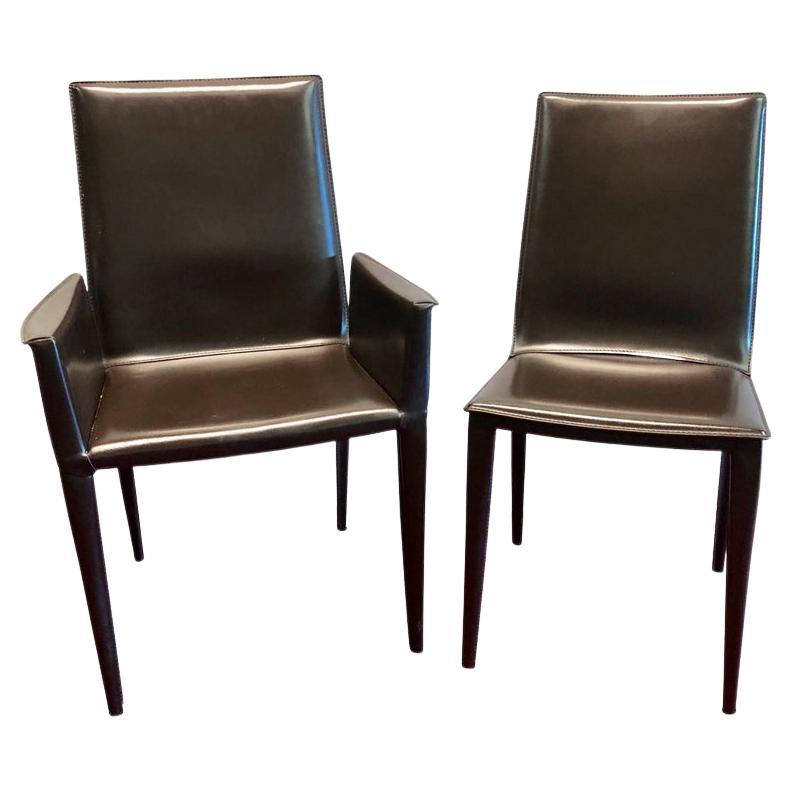 8 Frag Italian Leather Dining Chairs Marchio Collection by Design Within Reach