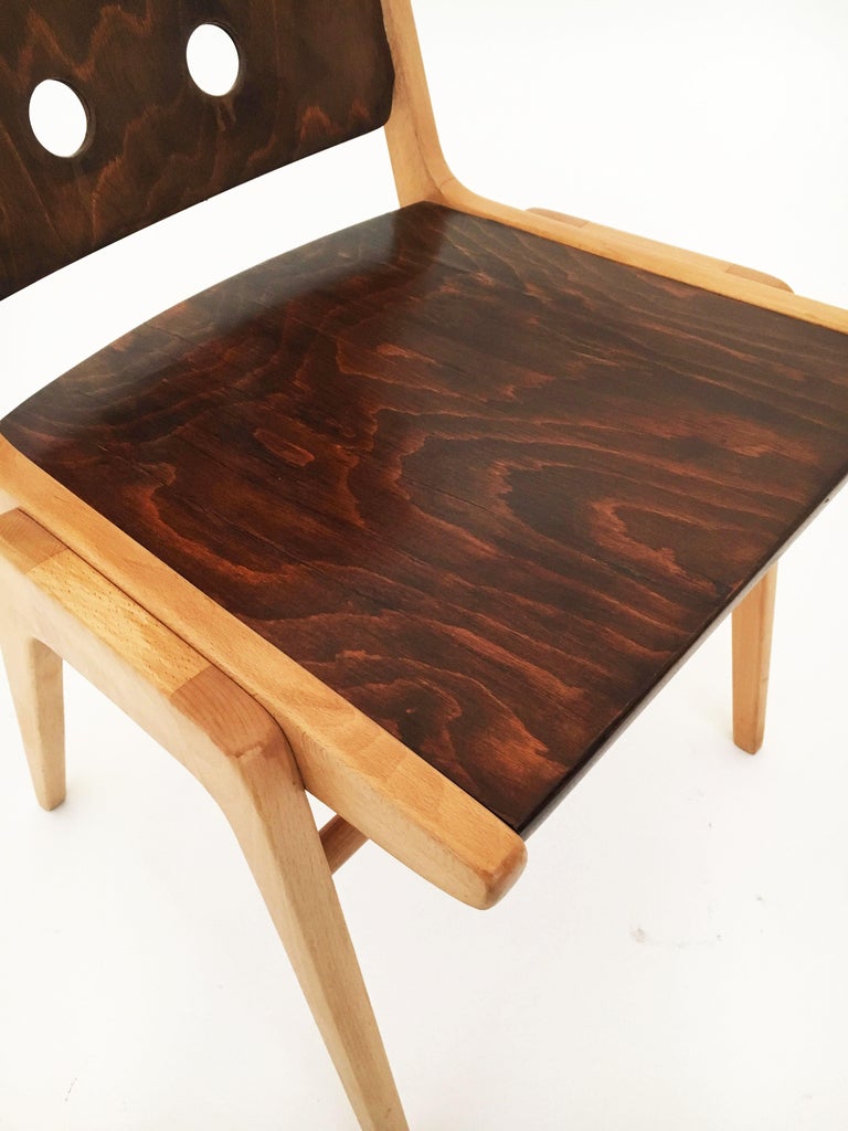 Franz Schuster Stackable Dining Chairs, Set of Eight, Austria, 1950s