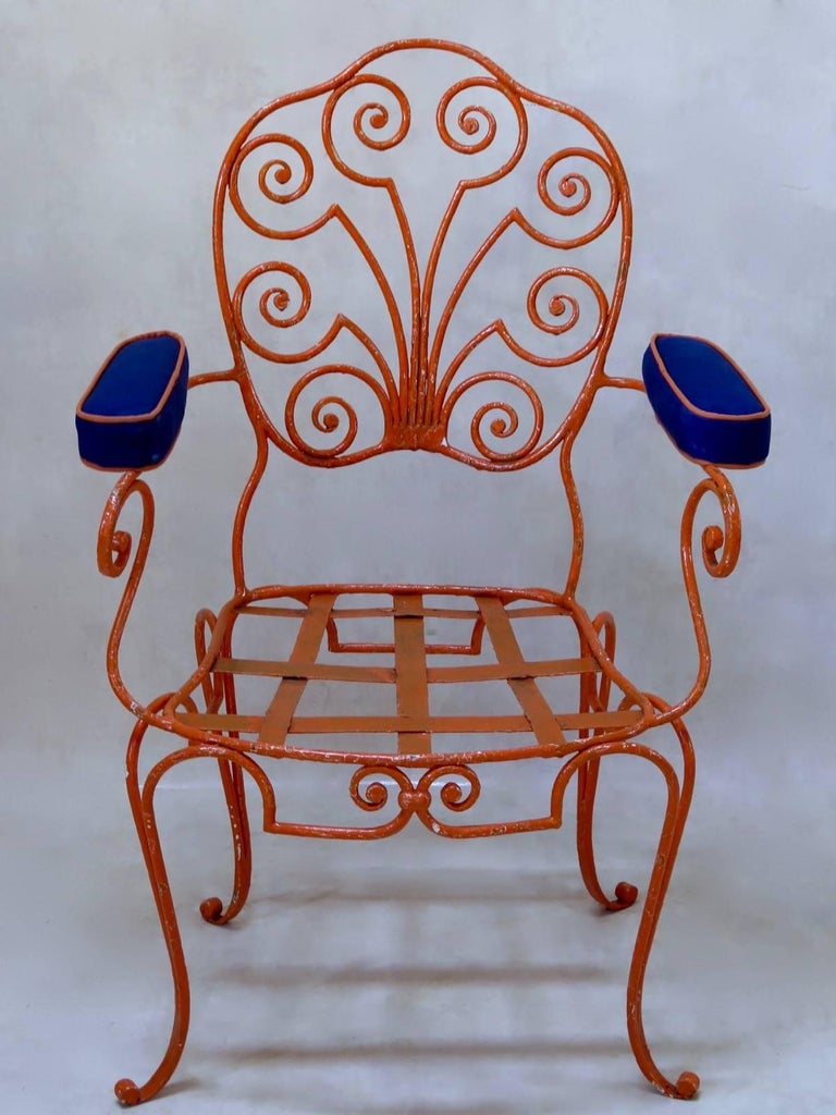 Eight French 1940s Wrought-Iron Chairs For Sale 4