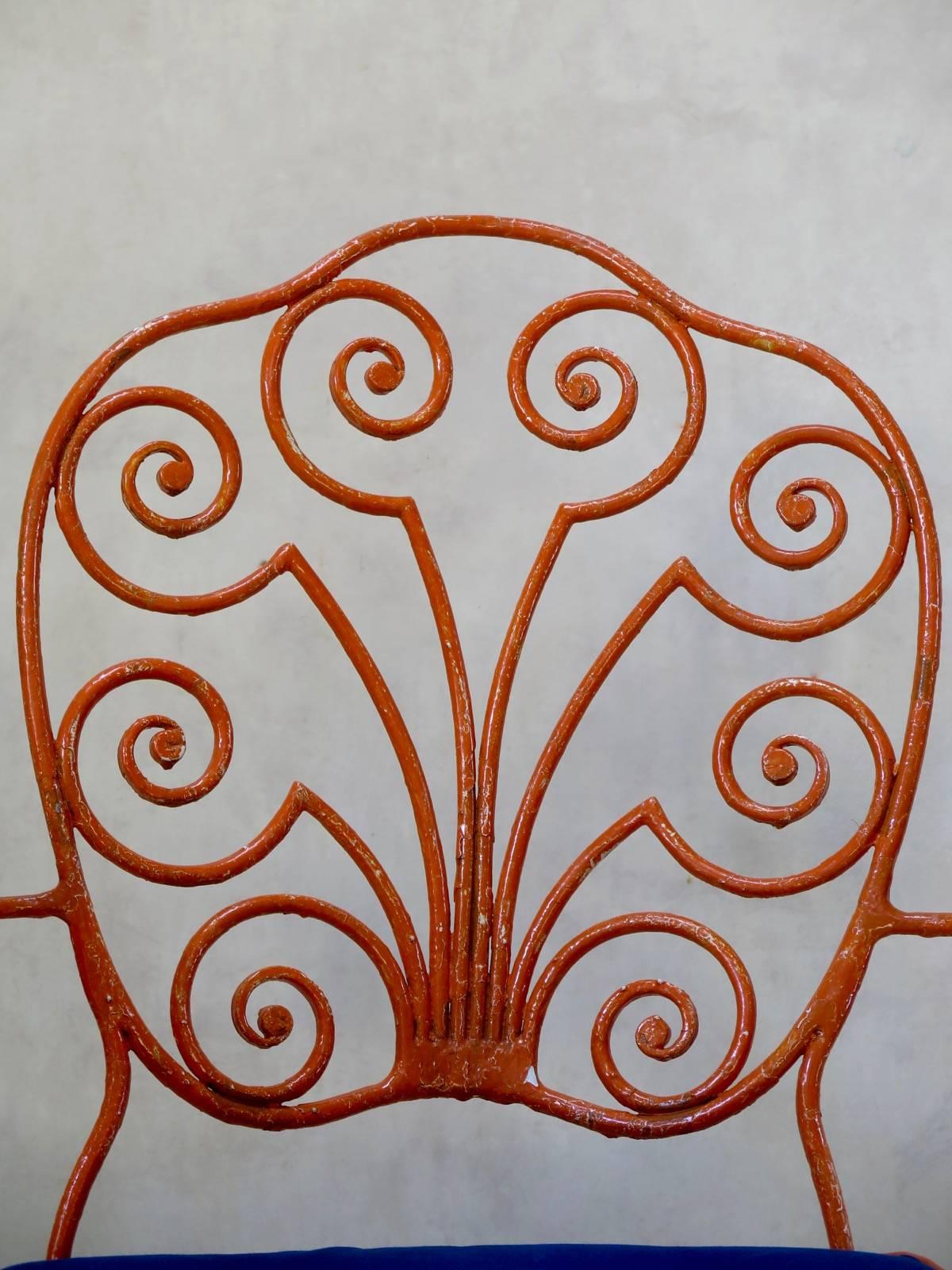 Huit chaises françaises en fer forgé des années 1940 Bon état - En vente à Isle Sur La Sorgue, Vaucluse