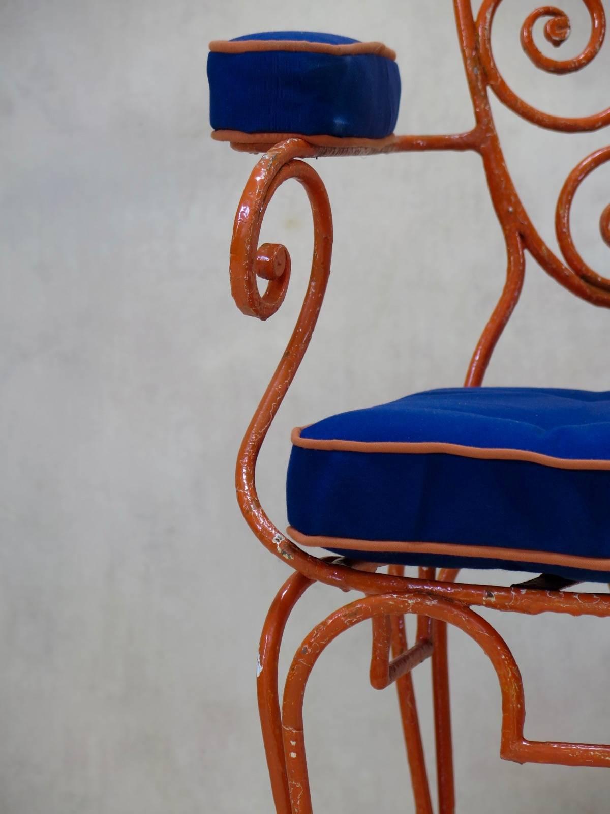 20ième siècle Huit chaises françaises en fer forgé des années 1940 en vente