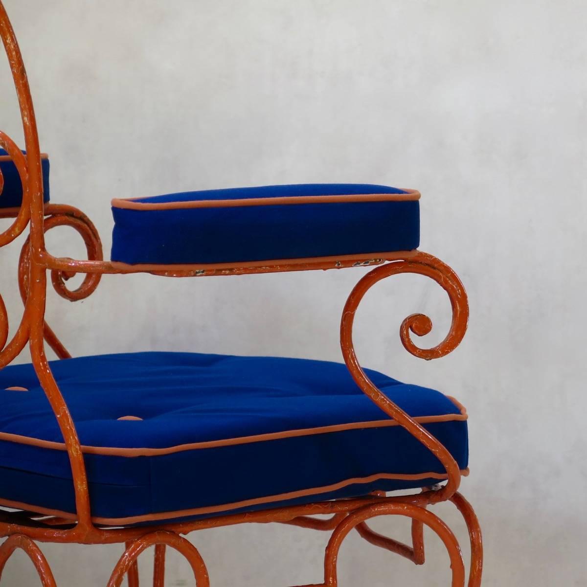 Toile Huit chaises françaises en fer forgé des années 1940 en vente