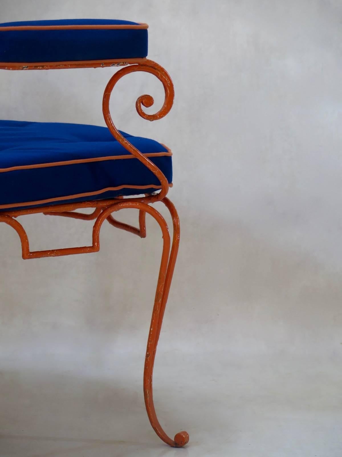 Huit chaises françaises en fer forgé des années 1940 en vente 1