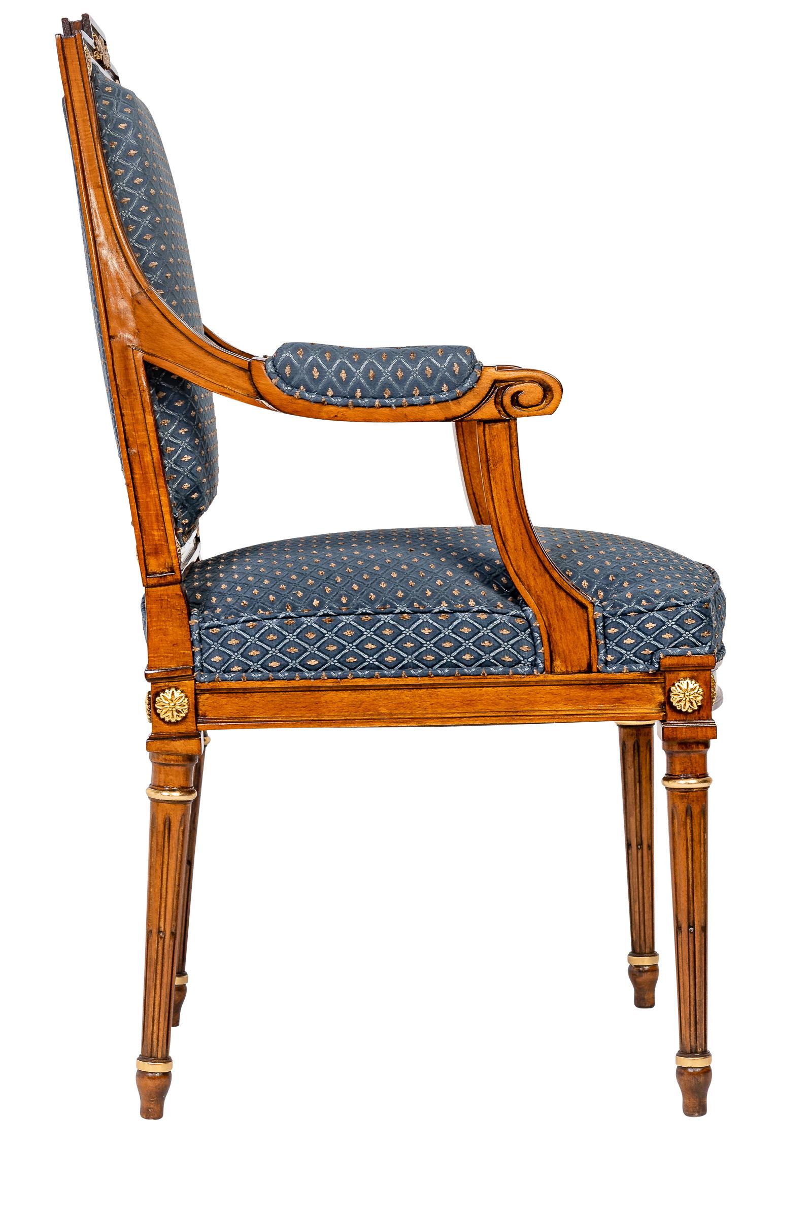 Hand-Carved 8 French 19th Century Louis XVI Style Cherry Dining Chairs For Sale