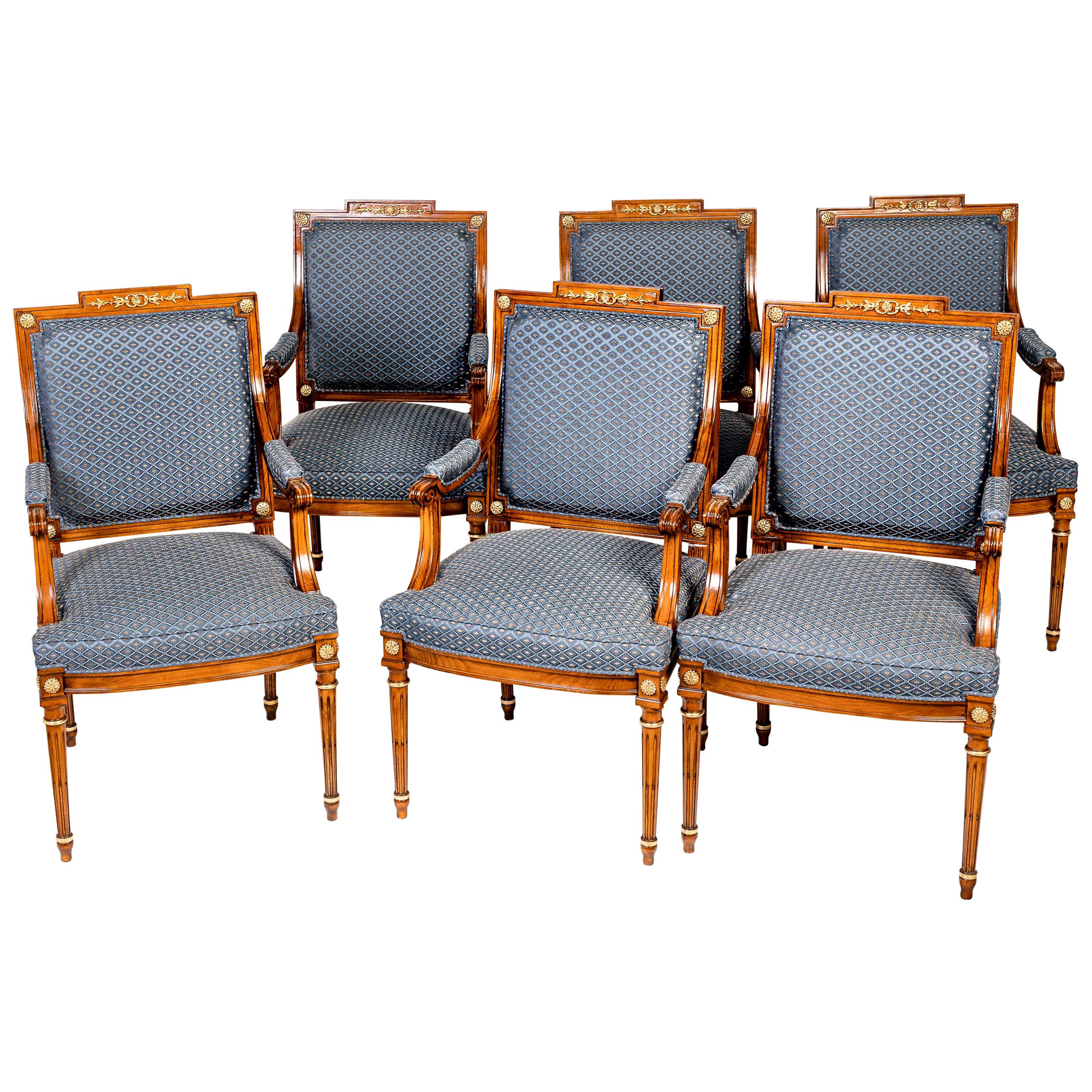 8 French 19th Century Louis XVI Style Cherry Dining Chairs For Sale