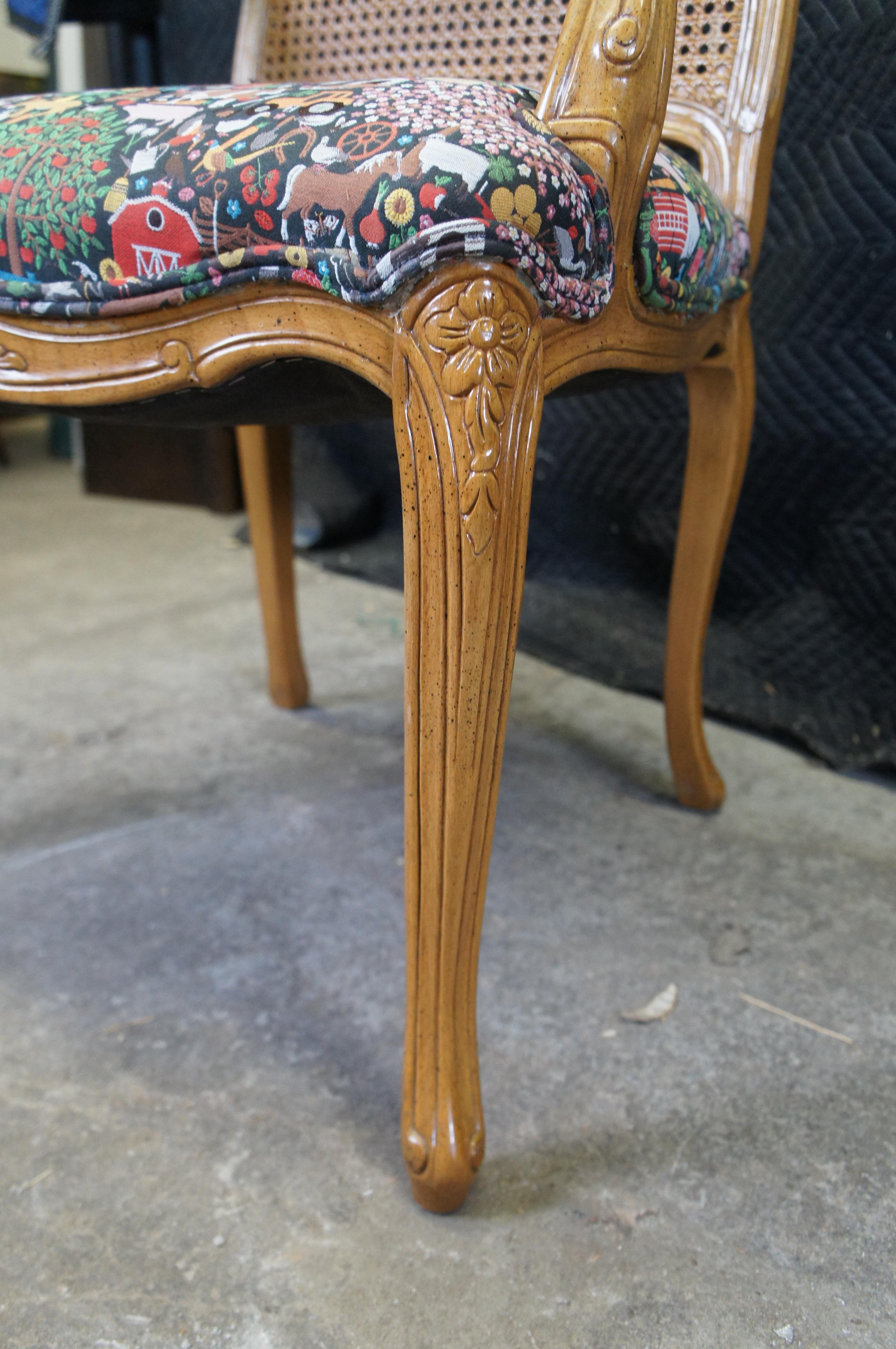 8 French Louis XV Walnut Caned Country Farmhouse Fauteuil Dining Chairs For Sale 2