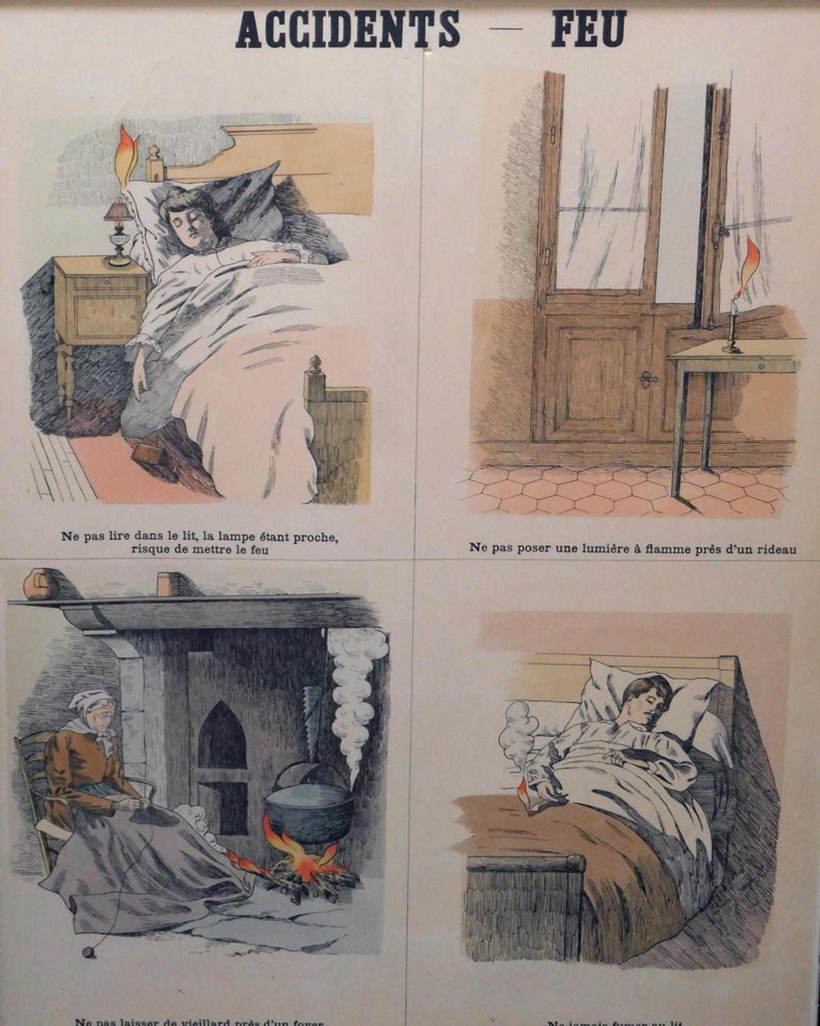 Napoleon III 8 French Teaching Posters for Accident Prevention by Les Fils d’Emile Deyrolle For Sale