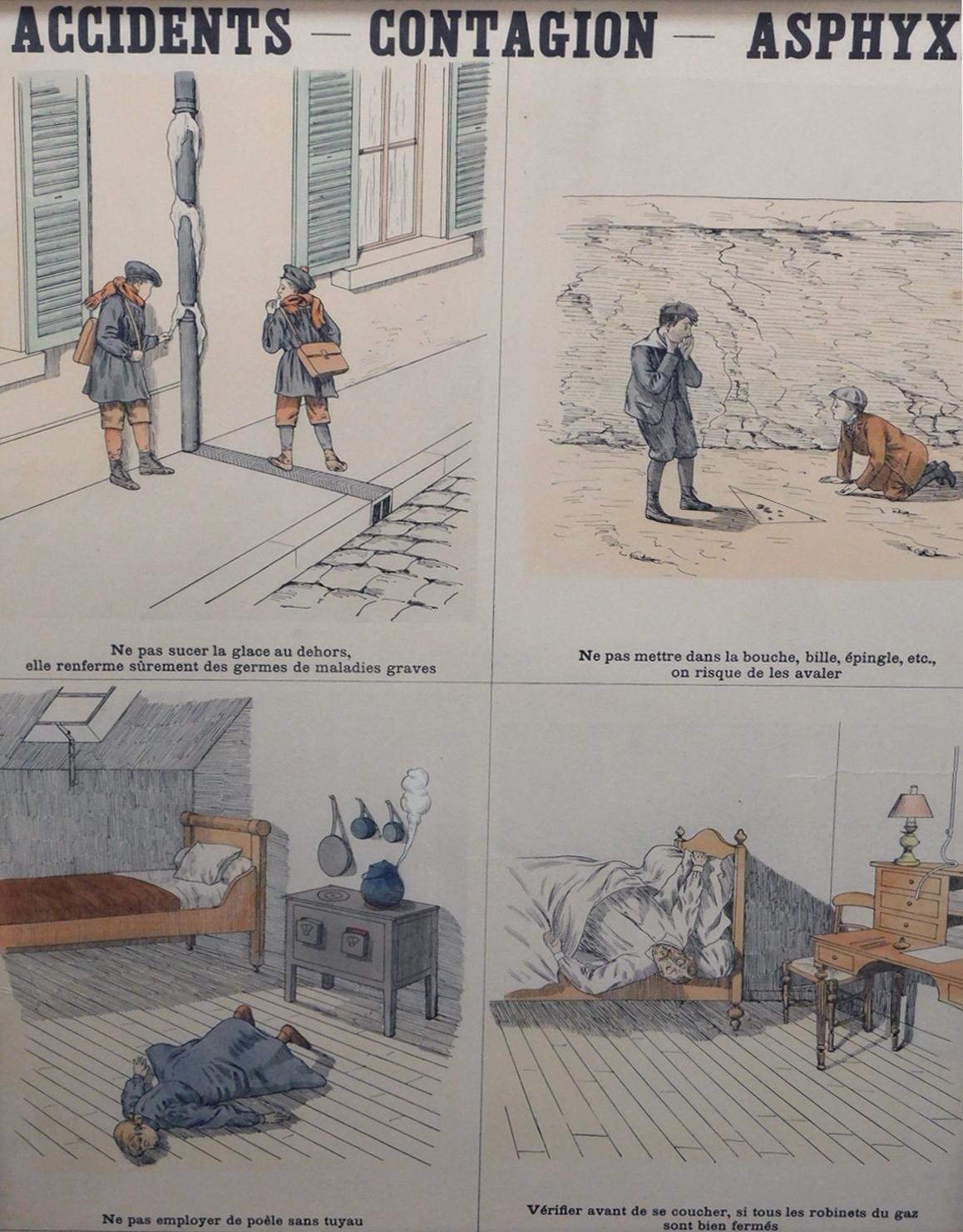 8 poster didattici francesi per la prevenzione degli incidenti di Les Fils d'Emile Deyrolle in vendita 1