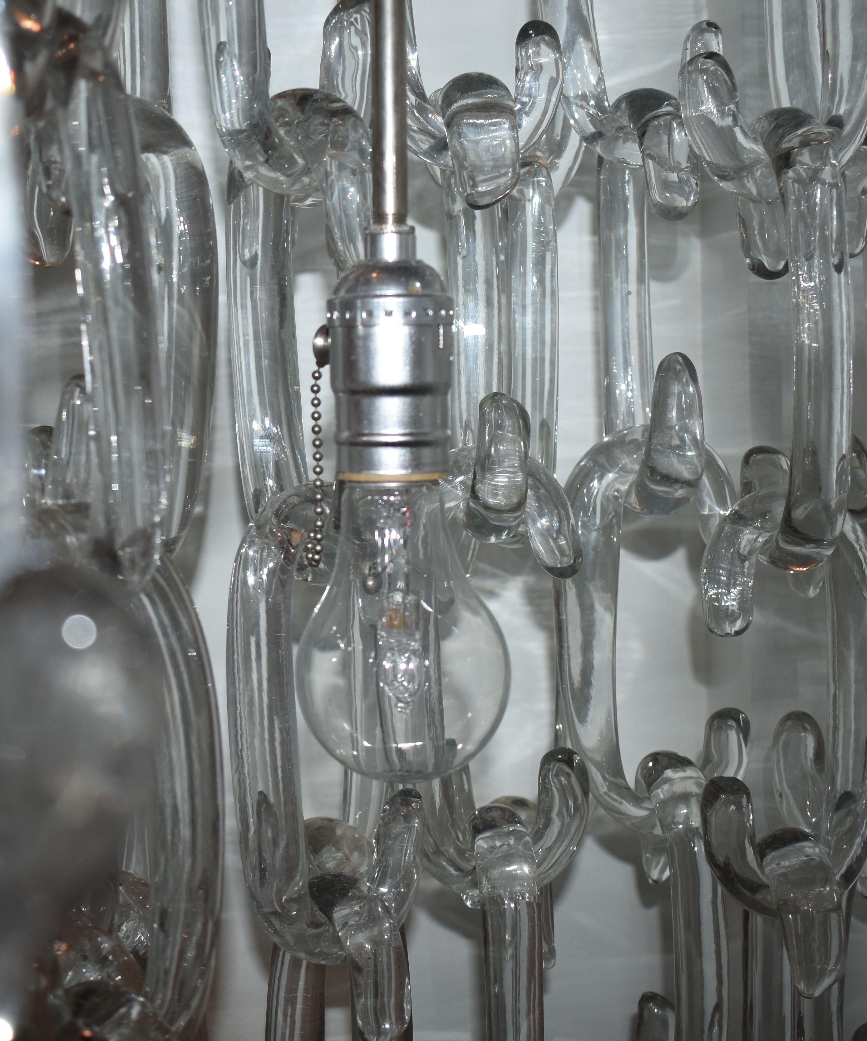 Metallo Lampadario in vetro soffiato a mano A Link in vendita