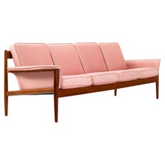 8 Ft. Long Four Seat Sofa by Grete Jalk for France and Sons in Teak w/ Original 