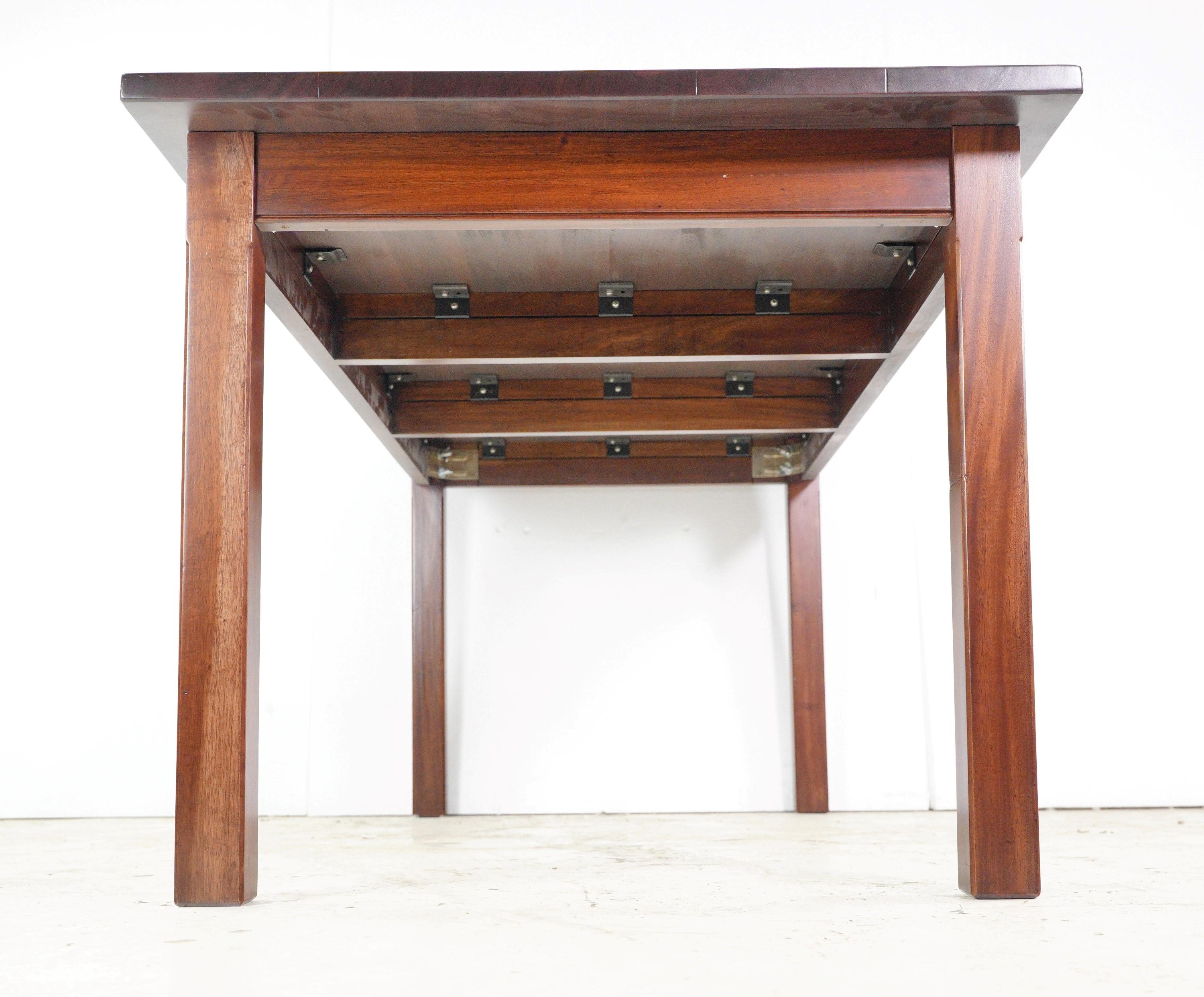 American 8 ft Mahogany Dining Room Table w Square Legs For Sale
