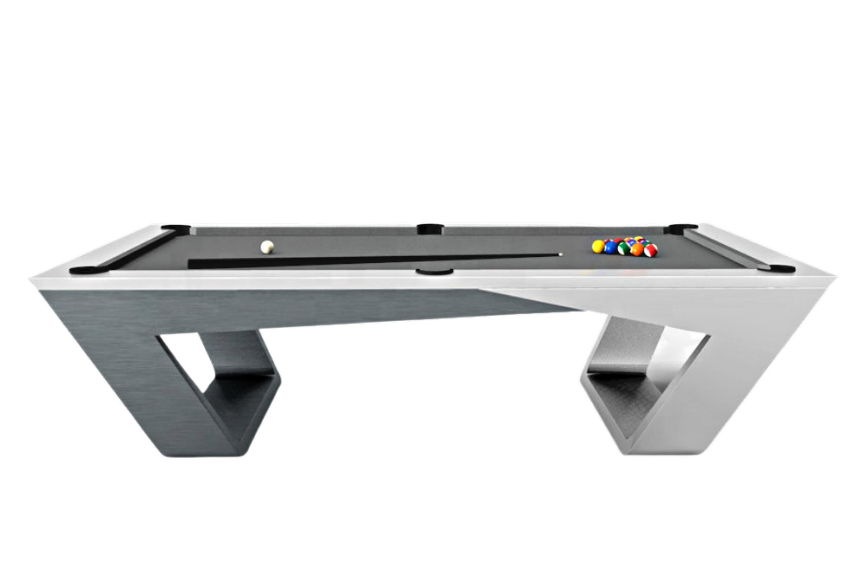 8 Ft Pool Table Modern Design Black Solid Oak Inverted Legs, Black Felt For Sale 2