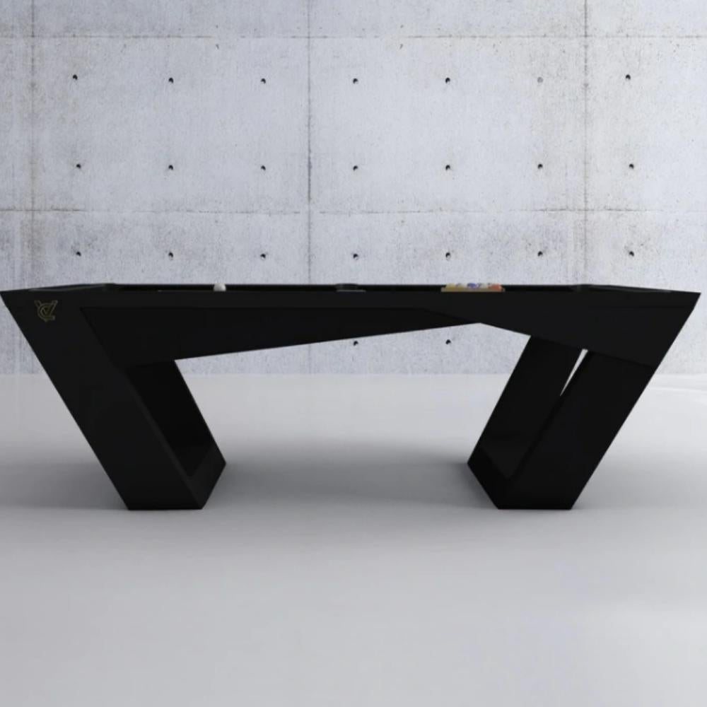 8 ft pool table modern design black solid oak inverted legs, black felt. World craftsmanship at its finest. Bring championship play and luxury into your home with the new Agnelli slate pool tables modern design. This exquisitely crafted