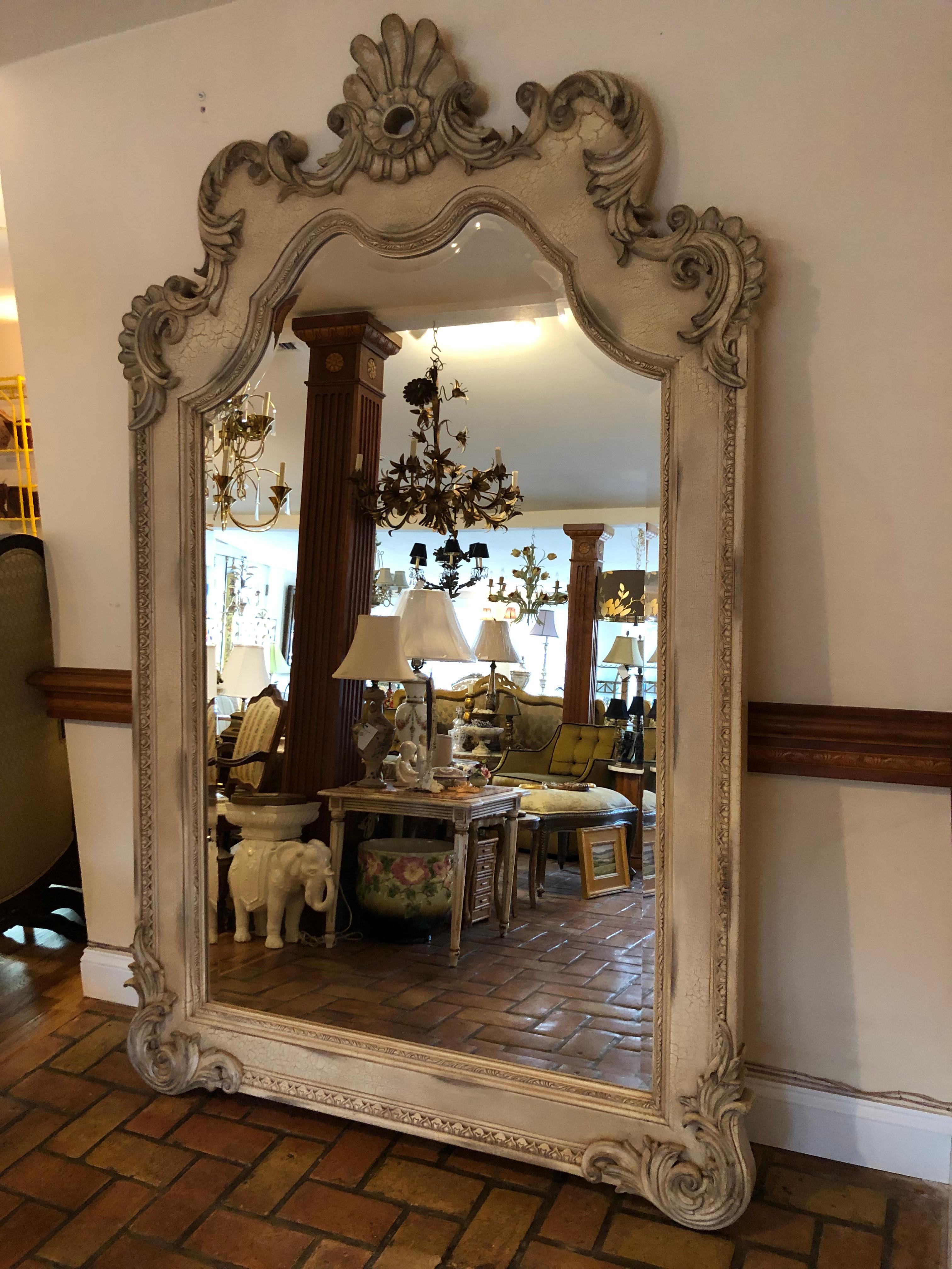 8 ft. Tall Hollywood Regency Style Leaning or Wall Mount Mirror 6