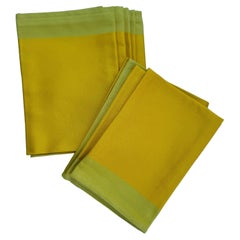 8 Georg Jensen Elegant Yellow and Green Napkins in Original Packaging. Denmark
