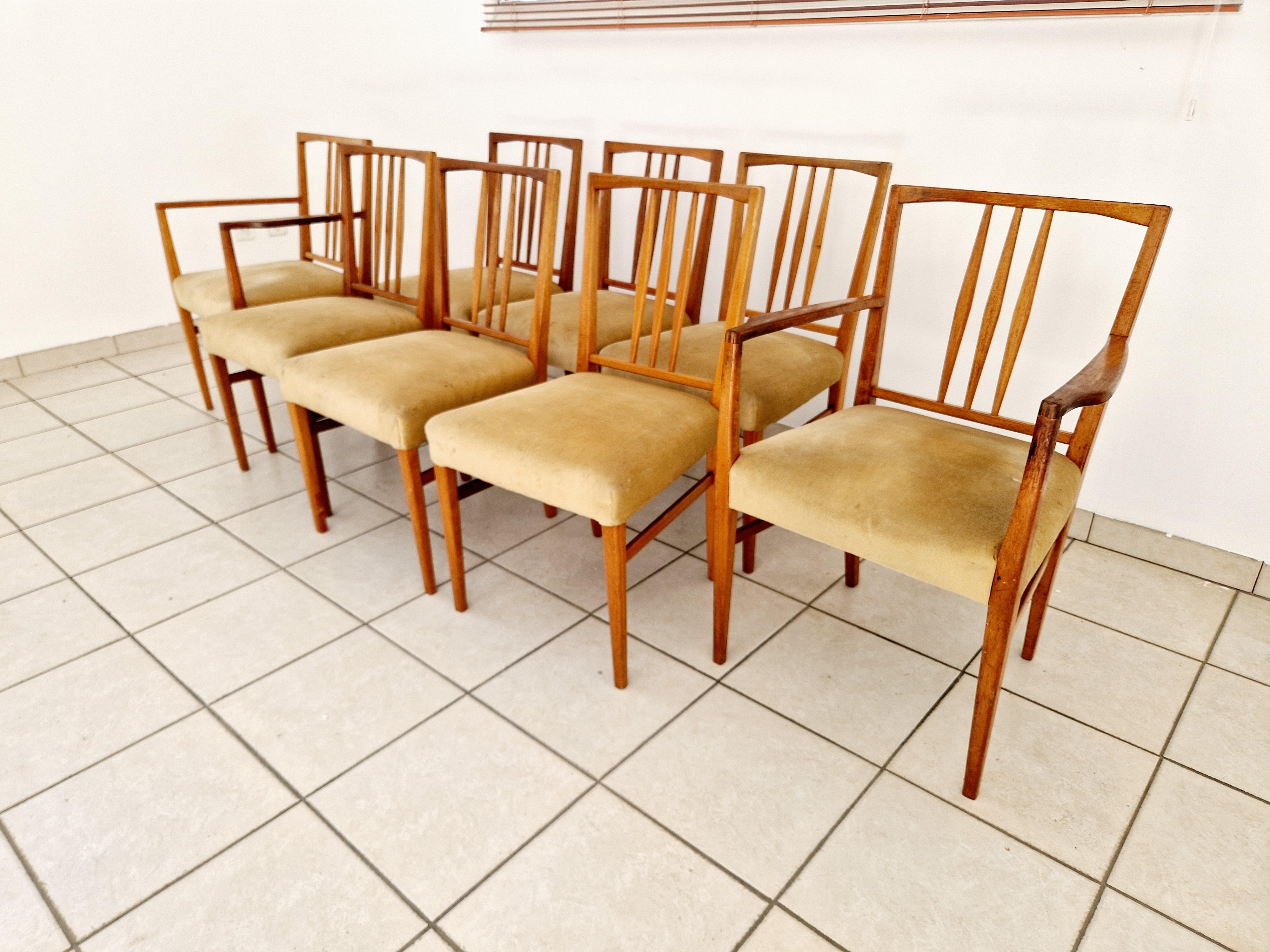 Mid Century Gordon Russell Teak 8 Dining Chairs 1
