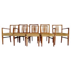 Chaises de salle à manger 8 en teck Gordon Russell, milieu de siècle